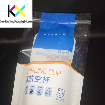 China 3 zijde afdichting plat zak Commodity verpakking met rits voor plastic beker Te koop