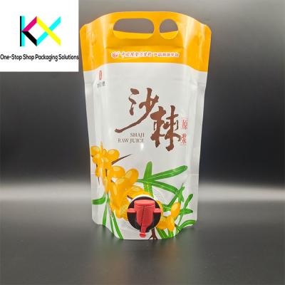 China Bolso de embalaje de líquido impreso personalizado en caja con bolso de embalaje de jugo de grifo en venta