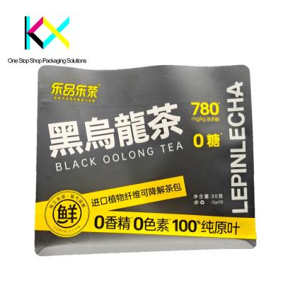 China Bolsa de embalaje de papel de té de 140um Bolsa de fondo plano con muesca de desgarro de cremallera en venta