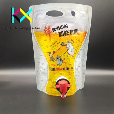 China 1L Aluminum Foil Beer Liquid Vacuum Packaging Bags Plastic Spout Pouch With Tap for sale