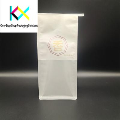 China Bolsa de embalaje de papel blanco personalizable con película de dibujo cepillado para panadería en venta