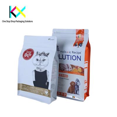 China Bolsa de cerradura de fondo plano de alta barrera para bolsas de alimentos para mascotas bolsas de alimentos para gatos 500g, 1kg, 5kg, 10kg en venta