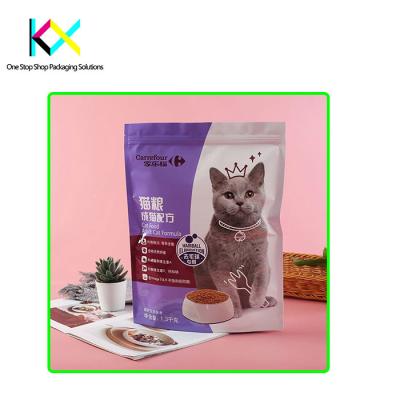 China Digital Printing Solution Pet Food Packaging Bags Customizable Flat Bottom Pouches for sale
