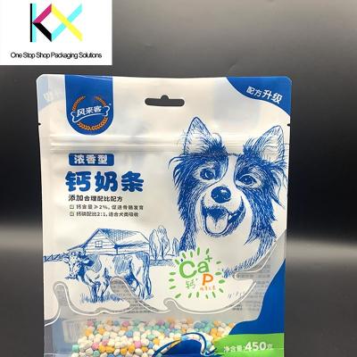 Chine Emballages à l'aide d'une imprimante numérique Poches à fermeture à glissière à fond plat pour sacs d'emballage pour animaux de compagnie à vendre