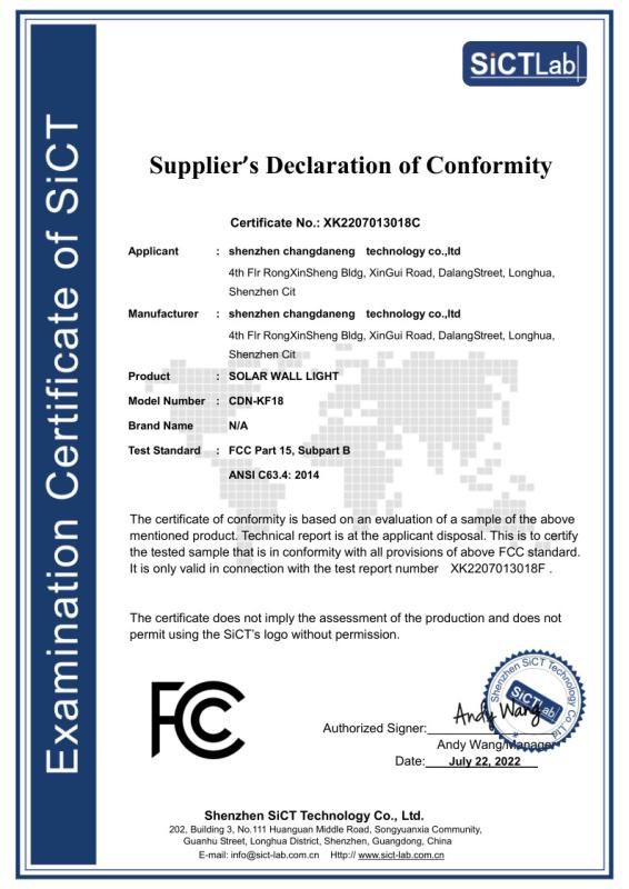 FCC - Shenzhen Changdaneng Technology Co., Ltd.