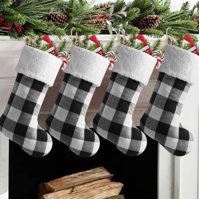 China Chirstmas Stockings 4 Pack 18 Inch, Large Buffalo Plaid Xmas Stockings with Faux Fur Cuff for sale