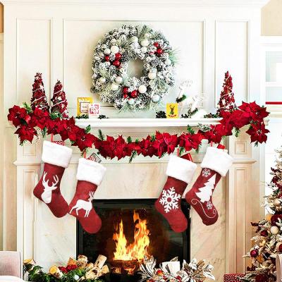 China Christmas Stockings Set, 4 Pcs Large Christmas Stocking Soft Classic Red White Fireplace Hanging for Xmas Party Decor for sale