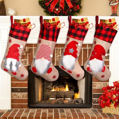 China Christmas Stockings Unique 3D Gnomes Stockings Santa Claus Fireplace Hanging Stockings for Christmas Holiday Ornaments for sale