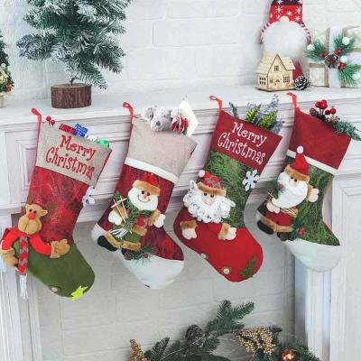 China Christmas Stockings Xmas Stocking Santa Snowman Holiday and Family Stocking for Fireplace Christmas Party Decoration for sale