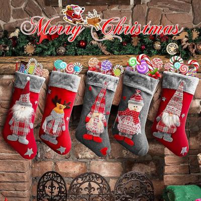 China Christmas Stockings Unique 3D Gnomes Xmas Stockings Santa Claus Fireplace Hanging Stockings for Christmas Ornaments for sale