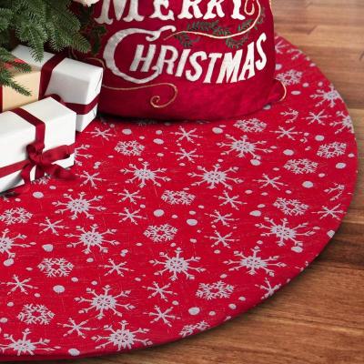 China 32 Inches Small Christmas Tree Skirt Double Layers Red and White Snow Carpet for Party Holiday Decorations Xmas Ornament for sale