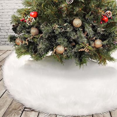 China Fur Christmas Tree Skirt, White Plush Christmas Tree Base Blanket Tree Skirt for Christmas Tree Decoration for sale