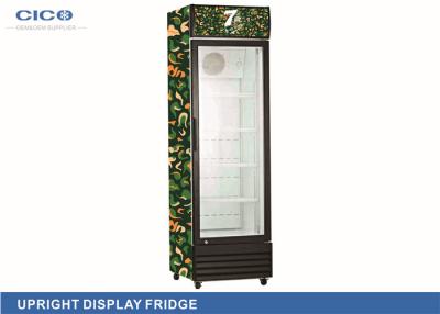 China Energy Drink 338L Upright Display Refrigerator With Customized Stricker Design for sale