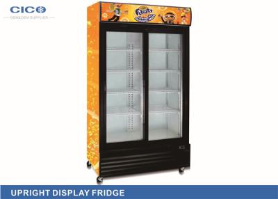 China Transparent Upright Display Refrigerator Two Vertical Lights No Vibration for sale