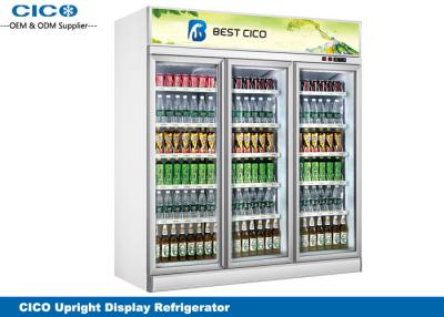 Chine Réfrigérateur droit d'affichage de porte triple/économie de puissance droite de réfrigérateur de boissons à vendre