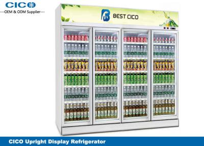 China Full Glass Tall Upright Display Refrigerator , 4 Door Upright Fridge for sale