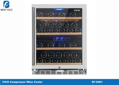 China Double Zone Compressor Wine Cooler SF-54D1 Seamless Stainless Steel Door Frame for sale