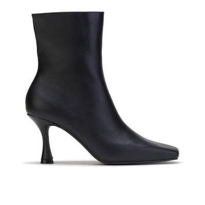 Китай LWG женские черные кожаные ботинки для лодыжек с саморегулятором и крышкой каблука продается