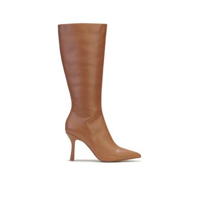 China Thigh High Boots Stiletto Heel Camel Leather Knee-High Pointed Toe  Boots for sale