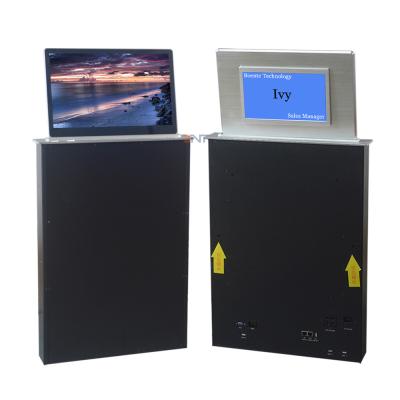 China 15.6 inch FHD screen computer desk lcd monitor lift with backside mini name screen for sale