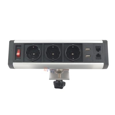 China 2 round pin EU power office furniture power supply desk clamp on power outlet for sale