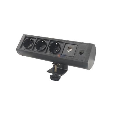 China Hotel office full black mount on desk aluminum EU power and usb charger socket for sale