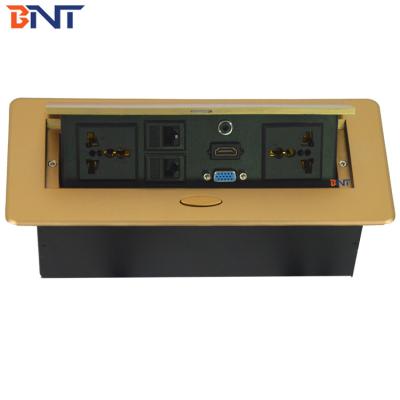 China Gold Color Hidden Desk Socet Box with Pre-wired H-DMI & VGA jack for sale