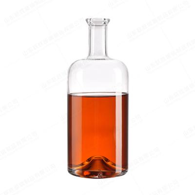 China 750ml Custom Tequila Liquor Glass Bottle For Wine With Wooden Stopper for sale