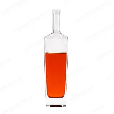 China 200ml 250ml 500ml 700m 750ml Square Flat Liquor Bottle for Vodka Whiskey Gin Tequila for sale
