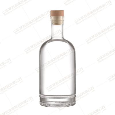 China Clear Empty Glass Bottle With Cork 200ml 375ml 500ml 750ml For Vodka Gin Rum Tequila for sale