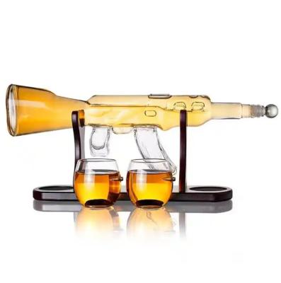 China Glass Ak47 Whiskey Bottle Decanter Set With Lead Free Crystal Whiskey Dispenser for sale