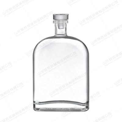 China 500 Ml 16 Oz Clear Spirit Glass Bottles With Cork Lids And Seal Shrink Capsules Caps for sale