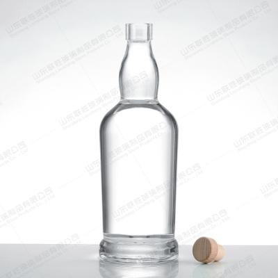 China 1000ml OEM ODM Clear Glass Tequila Liquor Wine Gin Whisky Vodka Bottle With Cork Lid for sale