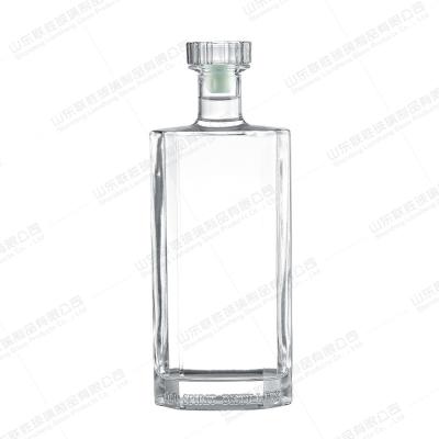 China Rubber Stopper Sealing Type Octagonal Flat 750ml Glass Bottle for Wine Vodka Tequila for sale