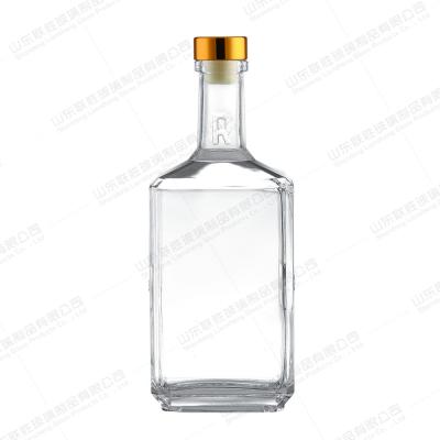 China Customized Logo Clear Glass Bottle for Gin Whisky Rum Tequila Vodka 500ml 750ml 700ml for sale