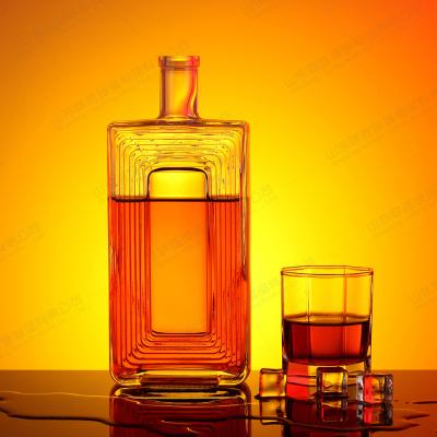 China 500ml Square Bottle For Liquor Spirit Alcohol Drink Glass Bottle for sale