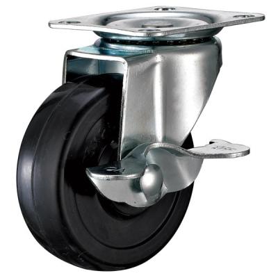 China Small Swivel black  rubber caster with side brake  2