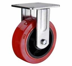 China 4x2, 5x2,6x2,8x2 Red Polyurethane RIGID Heavy Duty  Caster China factory FIXED castor wheels manufacturer and exporter en venta
