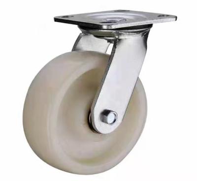 China 4-8 inch Swivel White PP caster zinc plated, rotating plastic wheel castor for heavy duty manufactory for sale