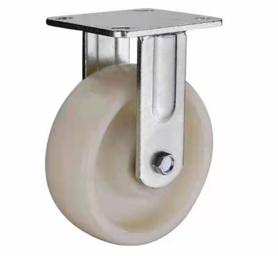 China 4-8 inch FIXED White PP caster zinc plated, RIGID plastic wheel castor for heavy duty manufactory for sale