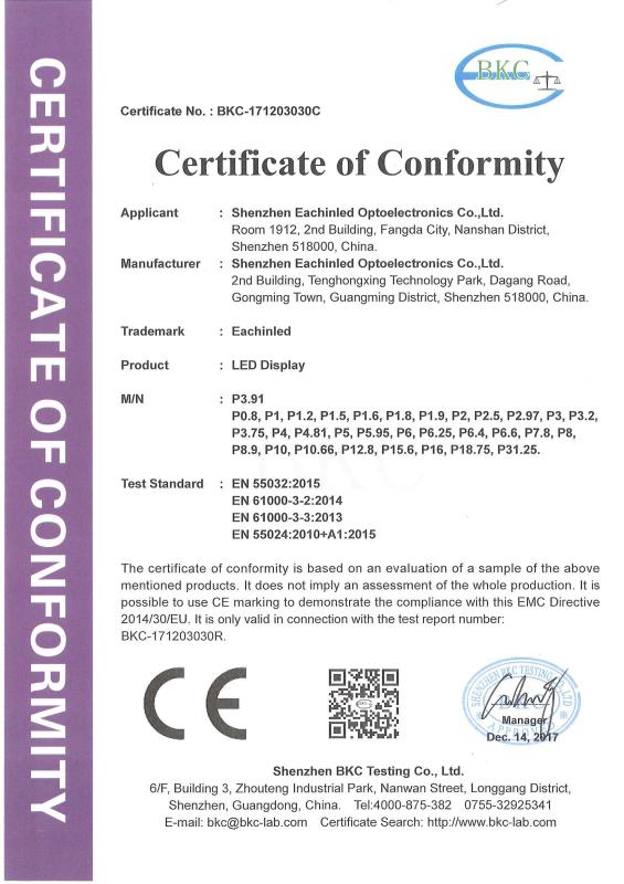 EMC - Shenzhen Eachinled Optoelectronics Co.,Ltd