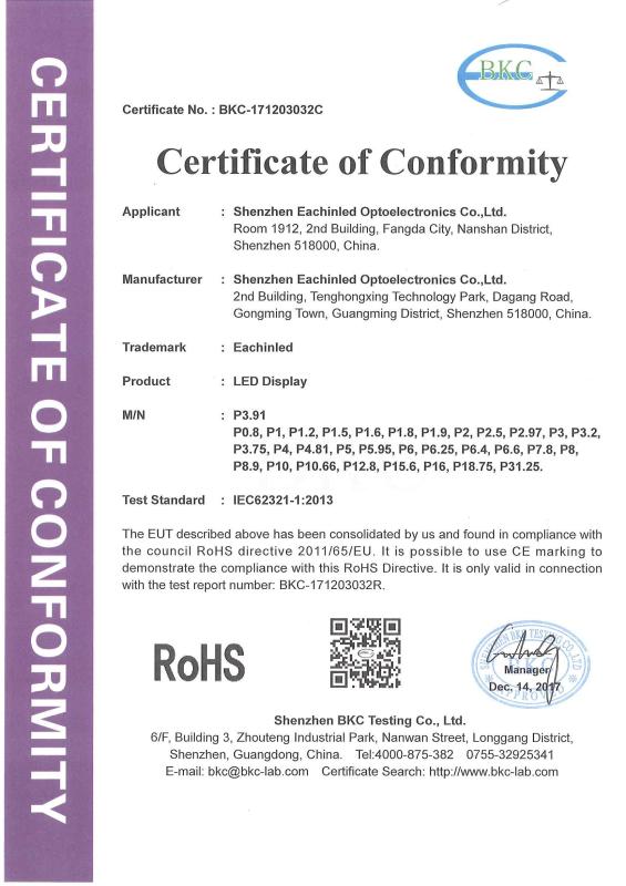 ROHS - Shenzhen Eachinled Optoelectronics Co.,Ltd