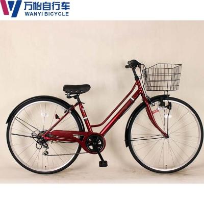 China Bicicletas urbanas para adultos de 27 pulgadas de seis velocidades Shimano Frame Steel Road Bike en venta