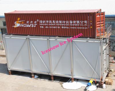 China 30T Containerized a planta da máquina de gelo do floco para o sistema de refrigeração concreto à venda