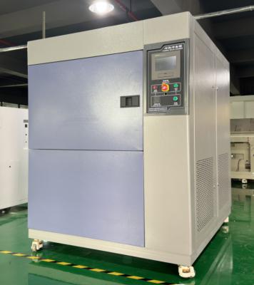 China Thermal Shock Hot Cold Impact Test Chamber Cooling Rate Cold Storage Area Down From RT To-55C In Only 75min for sale