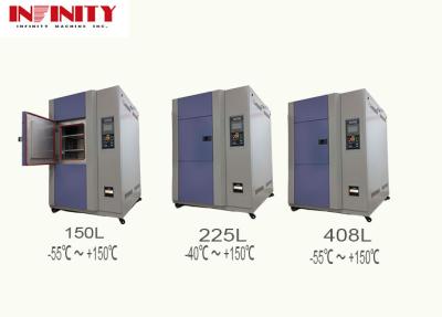 中国 プログラム可能な熱ショック試験室 -55C 〜150C 電気静止色噴霧 販売のため