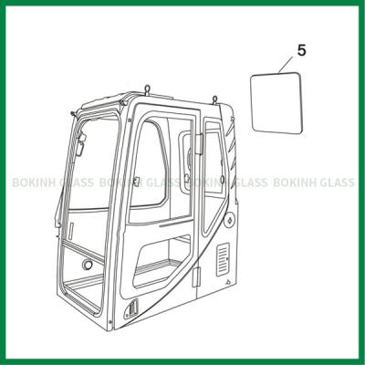 China Bobcat Custom Windshield Glass BOKINH Excavator Back Side Position NO.5 for sale