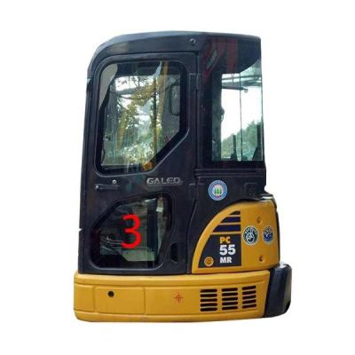 China OEM KOMATSU PC55MR Cab Glass Left Door Lower Position NO.3 Digger Window Replacement for sale