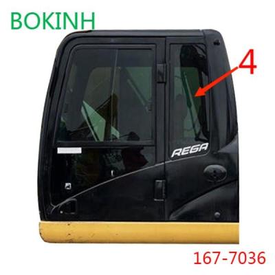 China 167-7036 CATERPILLAR Cab Glass  Left Door Rear Position NO.4 Tempered Glass for sale