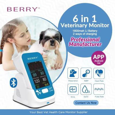 China 6 Vital Signs Monitor Surgical Bluetooth Spo2,ECG, NIBP Veterinary Patient Monitors Rechargeable Lithium for sale